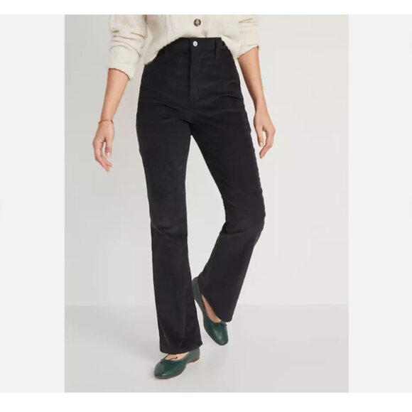 Old Navy Pants - OLD NAVY High-Rise CORDUROY FLARE Y2k BOHO Pants Size 14 PETITE Black #758170